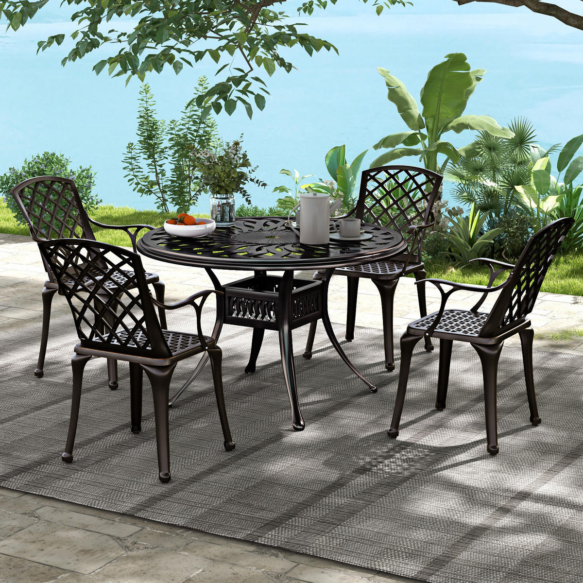 GARTENSTÜHLE Rotes Kupfer(2er-Set) - Rot, Metall (46/94/52cm) - COSTWAY