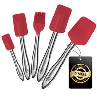 KÜCHENHELFER Set,Küchenhelfer-Set, Rot, 5-teilig: Silikon-Spatel mit Edelstahl-Griffen - Rot, Metall - Gourmet Easy