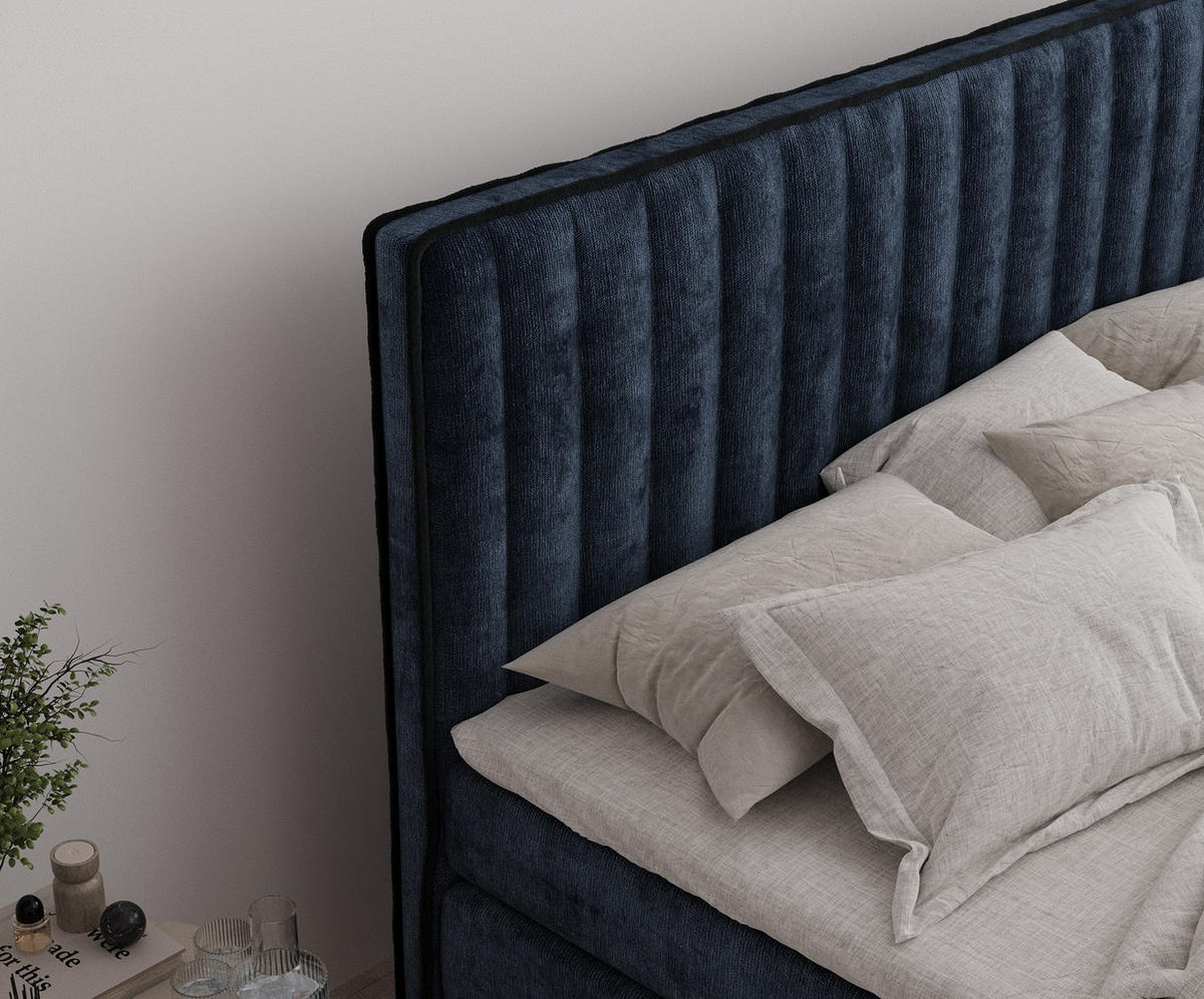 BOXSPRINGBETT Nocturne Marineblau 160/200 cm - Schwarz/Dunkelblau, Holz/Holzwerkstoff (160/200cm) - Maison de Reve
