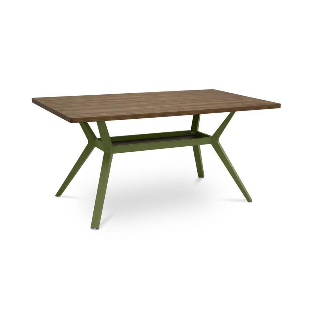 ESSTISCH 160cm Metallbeine Khaki Und Tischplatte Nussbaum-Optik Andrea - Nussbaumfarben/Grün, Holzwerkstoff/Metall (90/160/75cm) - Sicaan