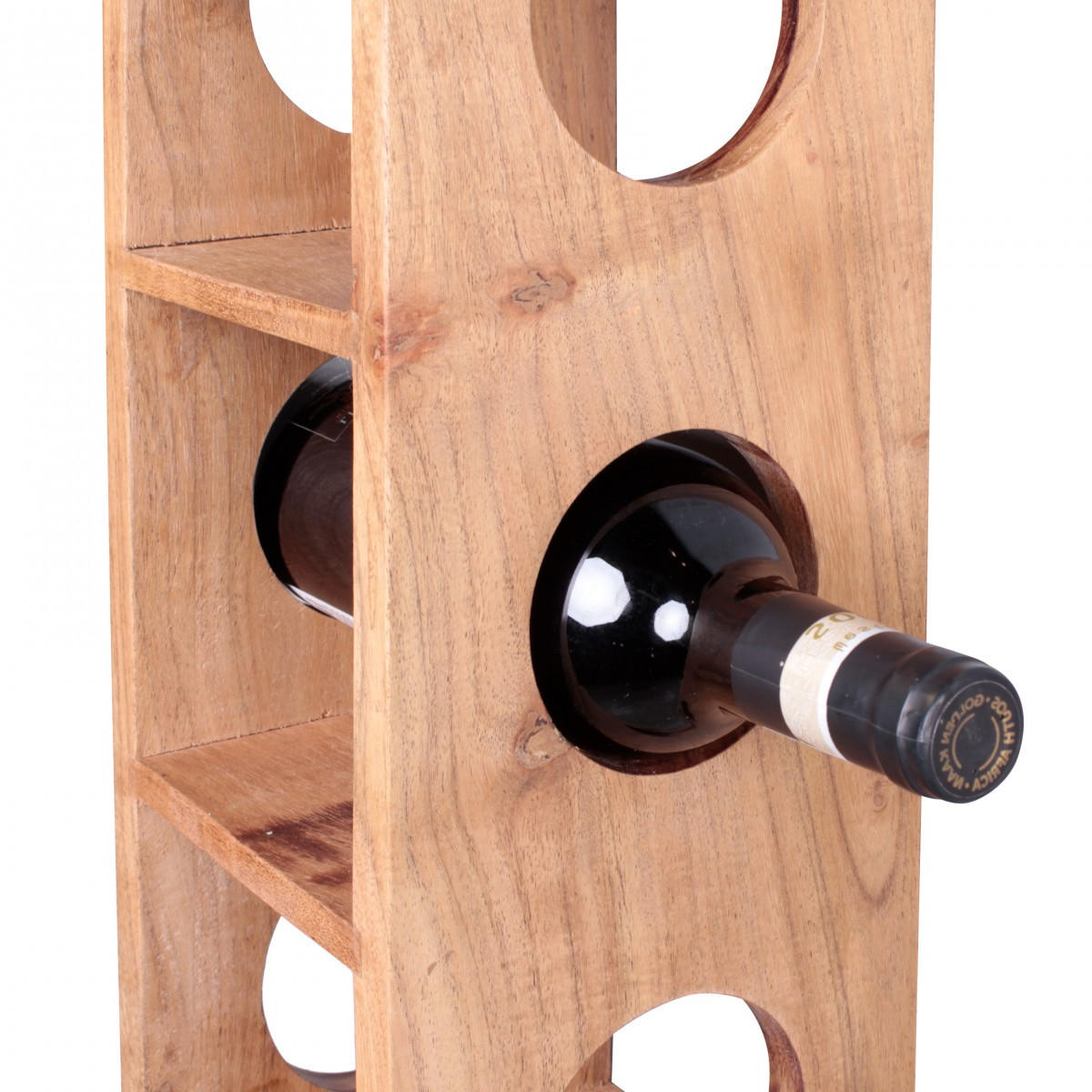 WEINREGAL Massivholz mit 5 Fächern Wandmontage Edelholz-Optik, Beige 70 cm - Beige, Holz (15/70/15cm) - KADIMA DESIGN
