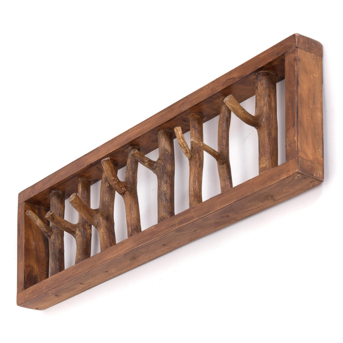 WANDGARDEROBE TREIBHOLZ UNIKAT 80 Recyclingholz massiv, 8 Haken 01 natur-vintage - Naturfarben, Holz (80/22/12cm) - DESIGN DELIGHTS