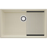 SPÜLBECKEN Praga Slim, 2-er set Beige 76/47 cm 1 Becken + Ablauf-Set + Aufrollbare Abtropffläche ab 80er Unterschrank - Chromfarben/Beige, Kunststoff (76/20/47cm) - Primagran