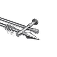 RUNDROHR-INNENLAUF-GARDINENSTANGEN-SET Prestige Savio 260 cm (geteilt in 2 x 130 cm), 2-läufig, 20 mm Ø Chrom - Chromfarben, Metall (260cm) - INTERDECO