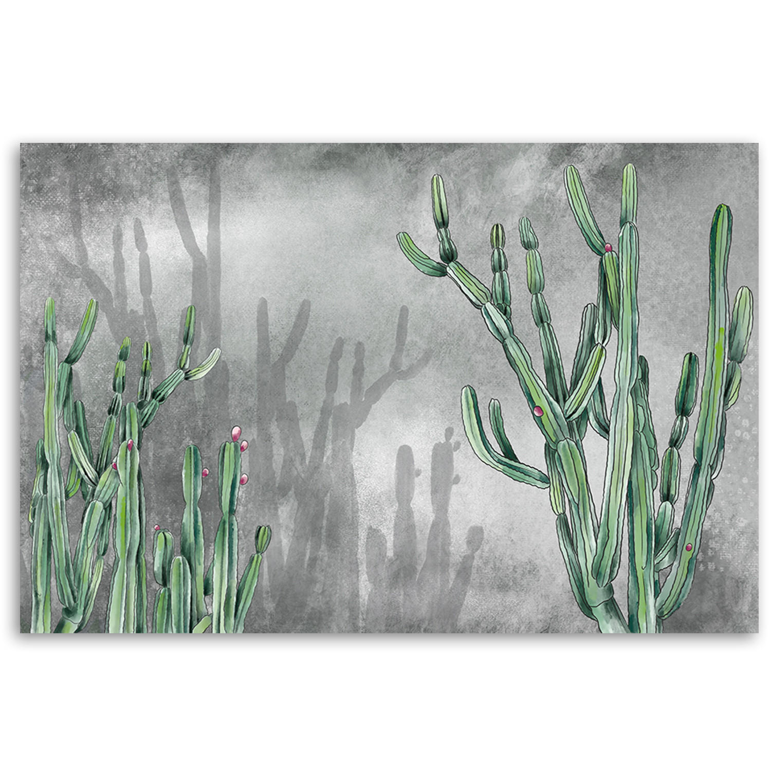 WANDBILD großer wüstenkaktus - Silberfarben, Textil (60/40cm) - Feeby