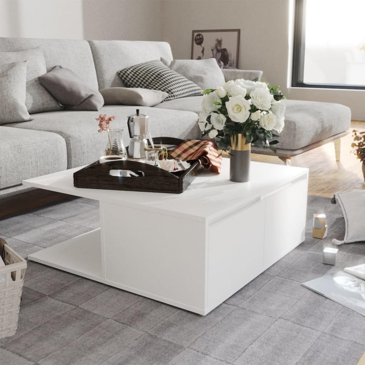 COUCHTISCH Weiß 80x80x31 cm Holzwerkstoff - Weiß, Holzwerkstoff (80/80/31cm) - furnicato