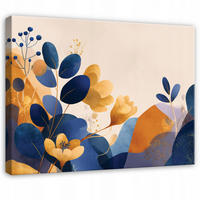 LEINWANDBILD Abstrakt Blätter Blau 60x40 cm - Multicolor, Holzwerkstoff (60/40cm) - Wallarena