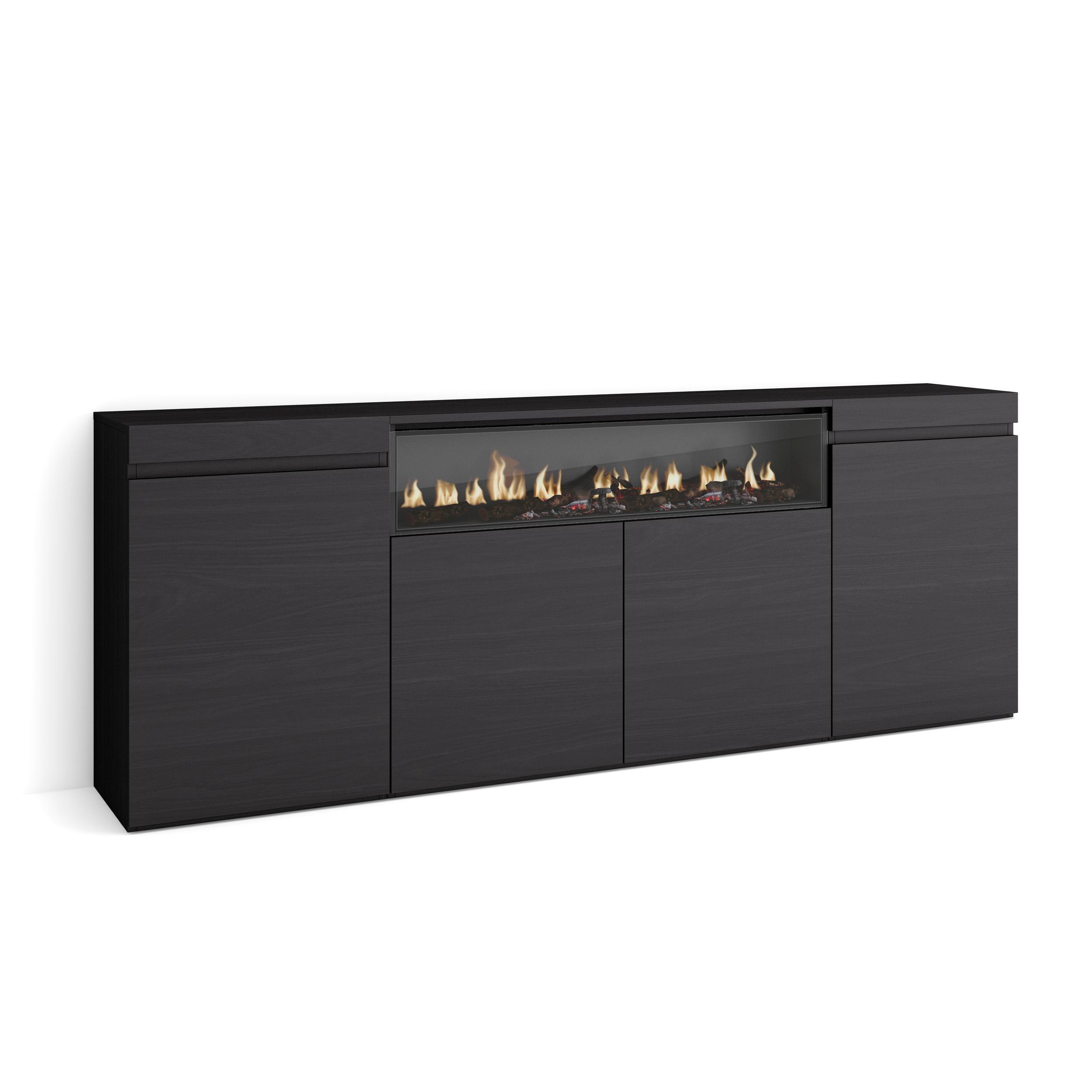 SIDEBOARD, Elektrokamin, Schwarz - Schwarz, Holzwerkstoff (35/75/203cm) - Skraut Home