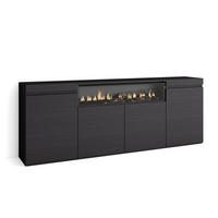 SIDEBOARD, Elektrokamin, Schwarz - Schwarz, Holzwerkstoff (203/75/35cm) - Skraut Home