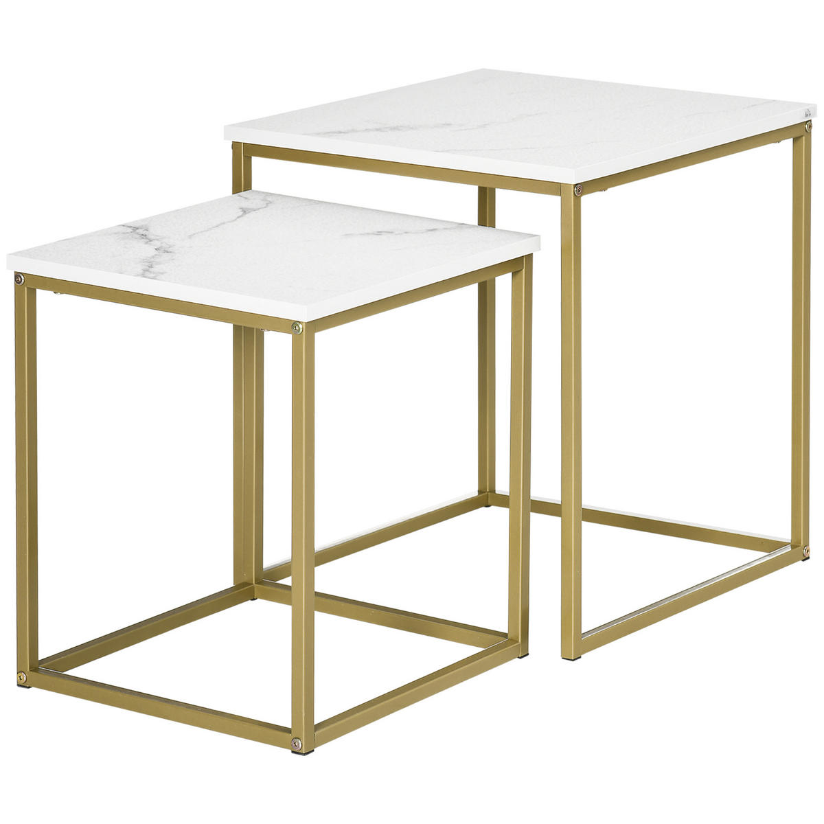 COUCHTISCH DE-15823 2er-Set Art déco Weiß - Weiß, Holzwerkstoff (45/45/50cm) - ComfortXL