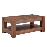 COUCHTISCH aus MDF in Walnuss 100x50x44.5 cm mit 2 Ebenen Stauraum - Walnussfarben, Holzwerkstoff (100/50/44.5cm) - Modfu