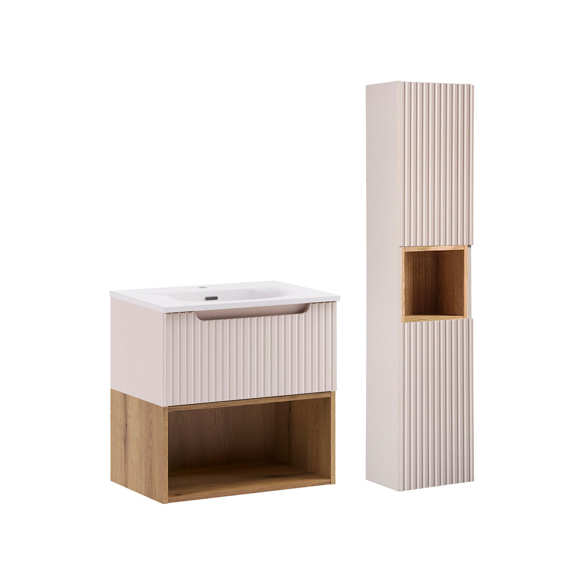 BADMÖBEL 61cm Riva 2er-Set Kaschmir - Beige, Holzwerkstoff (61/60/40cm) - Petits-meubles