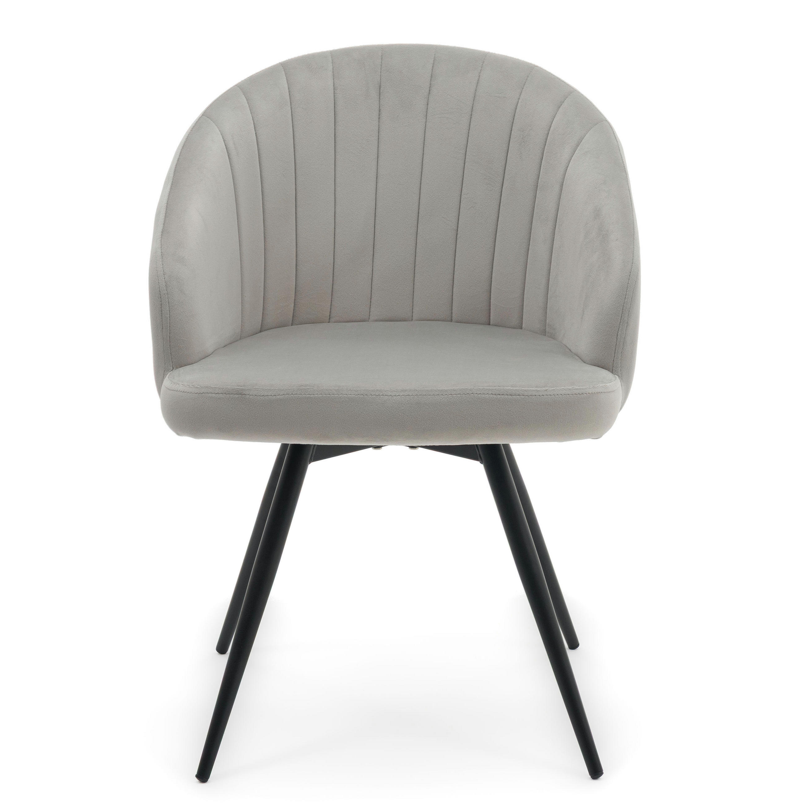 STUHL MODENA drehbar gepolsterter mit Steppung - hellgrau - Samt Velour - Hellgrau/Schwarz, Textil/Metall (57/80/59cm) - NEW HOME