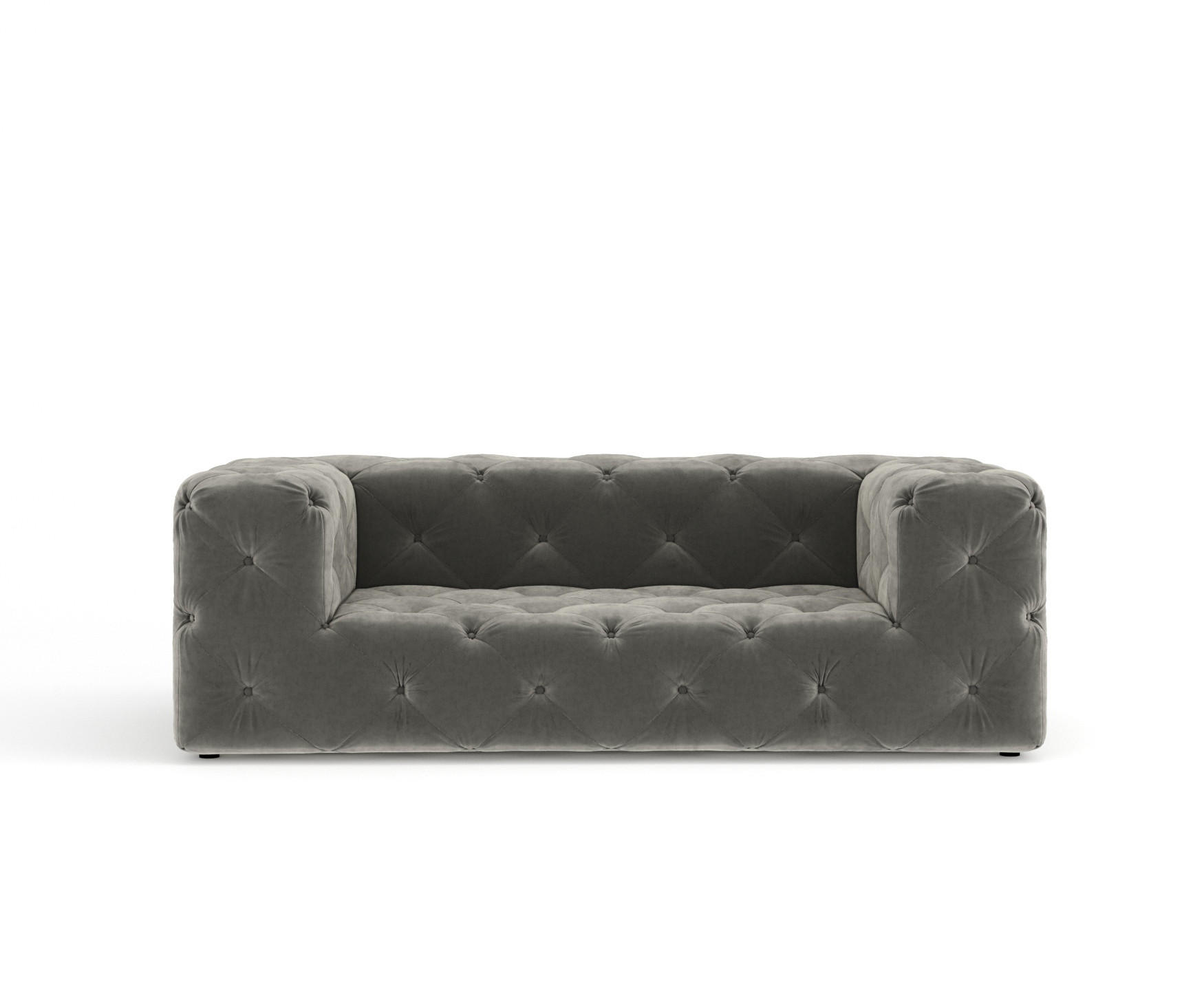 2-SITZER-SOFA Cosimo Grau Samtstoff - Schwarz/Grau, Holz/Holzwerkstoff (193/71/100cm) - Maison de Reve