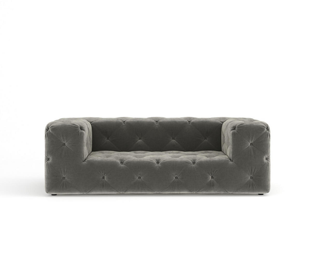 2-SITZER-SOFA Cosimo Grau Samtstoff - Schwarz/Grau, Holz/Holzwerkstoff (193/71/100cm) - Maison de Reve