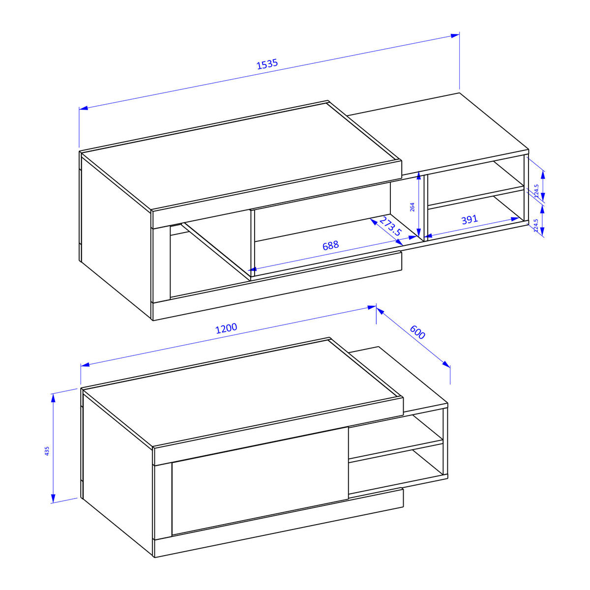 COUCHTISCH SINFONIA 120/43/60 cm Braun - Braun, Holzwerkstoff (60/120/43cm) - MASSENO