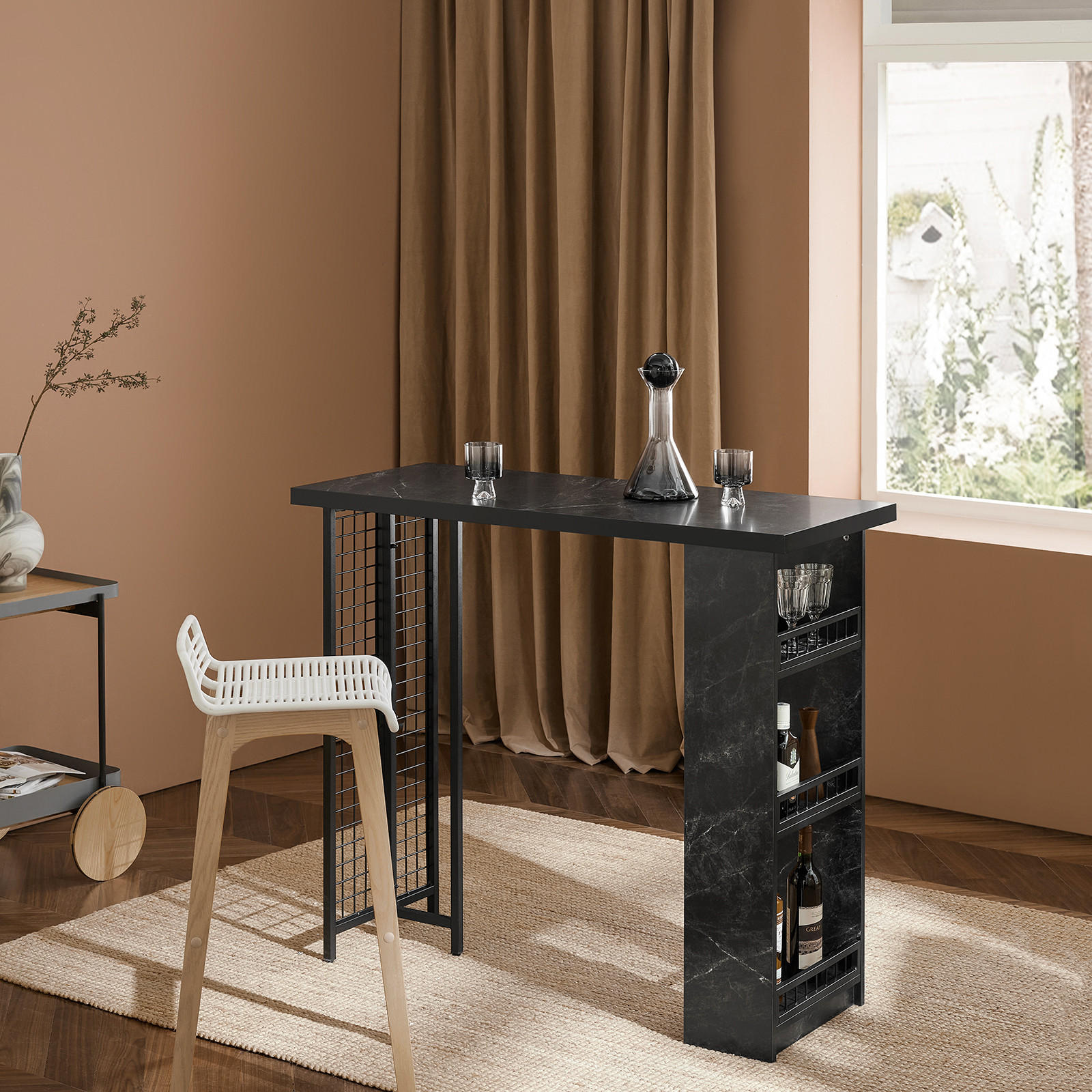 BARTISCH Schwarz - Schwarz, Holzwerkstoff/Metall (120/105/50cm) - SoBuy