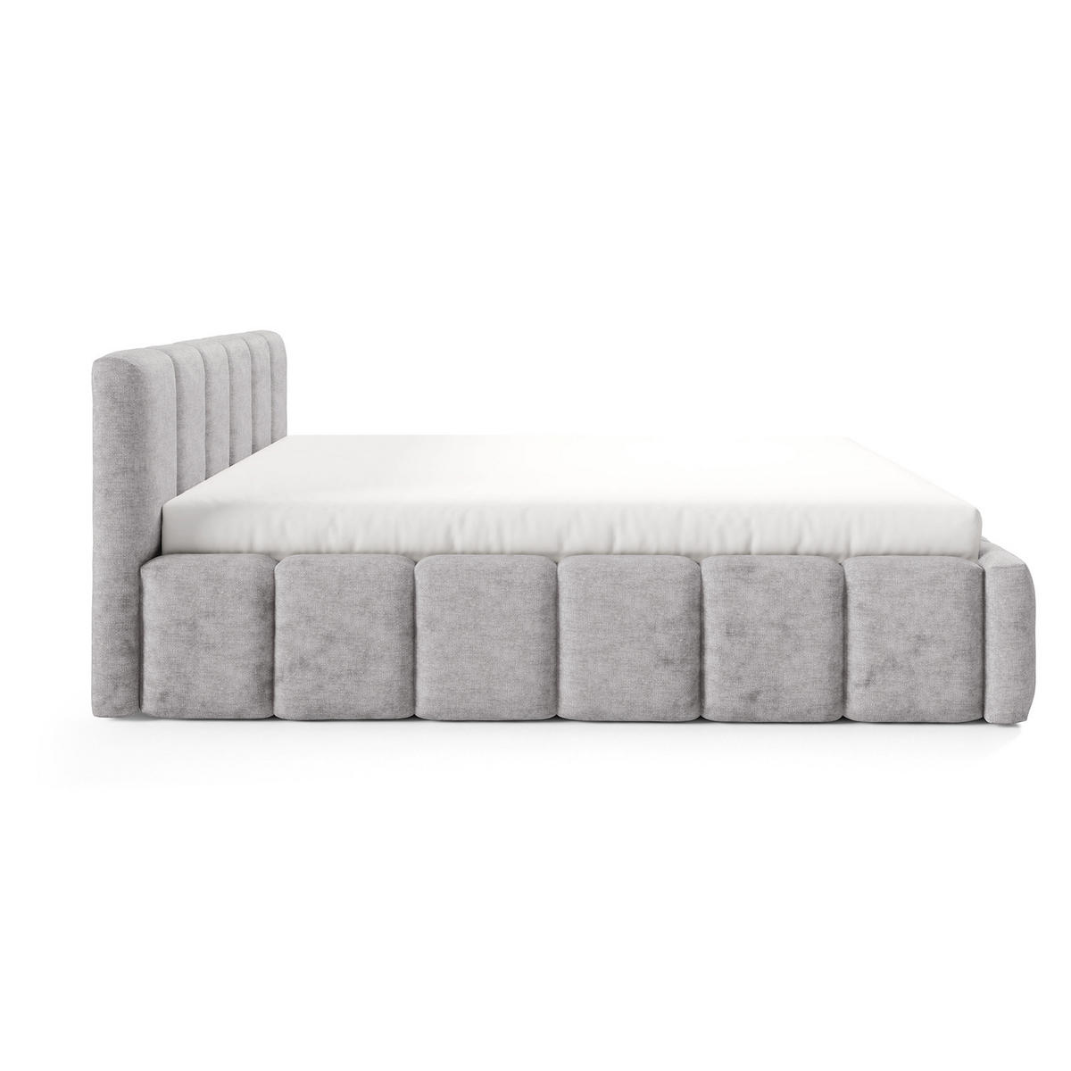 POLSTERBETT KALLA Medium 160x200 cm mit Bettkasten – PERFECT HARMONY 80 - Hellgrau, Holz (160/200cm) - Dekori_Interiors