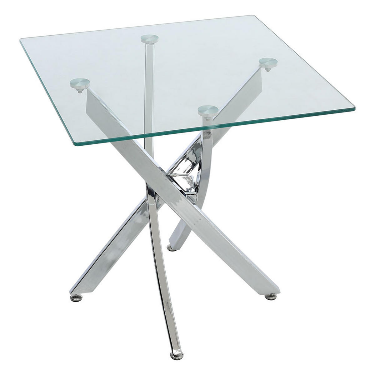 BEISTELLTISCH 55/55/55 cm Quadratisch Gehärtetes-Glas Metallgestell - Chromfarben/Transparent, Glas/Metall (55/55/55cm) - Livingandhome
