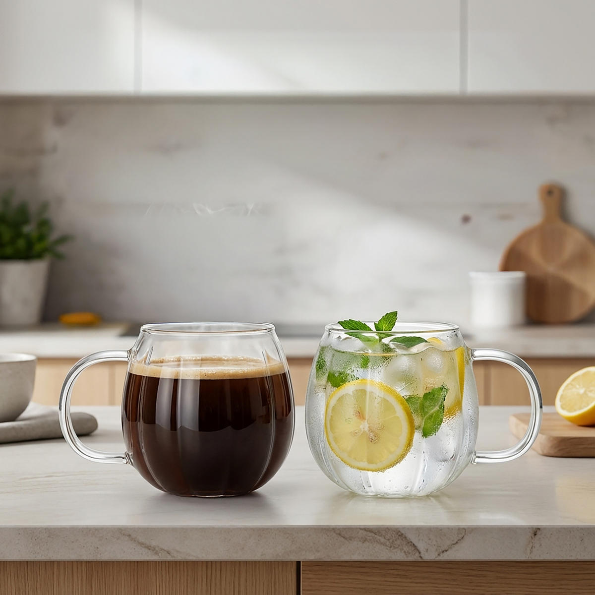 6XČAJ. pohár - priehľadné, sklo (0.4L) - Relaxdays