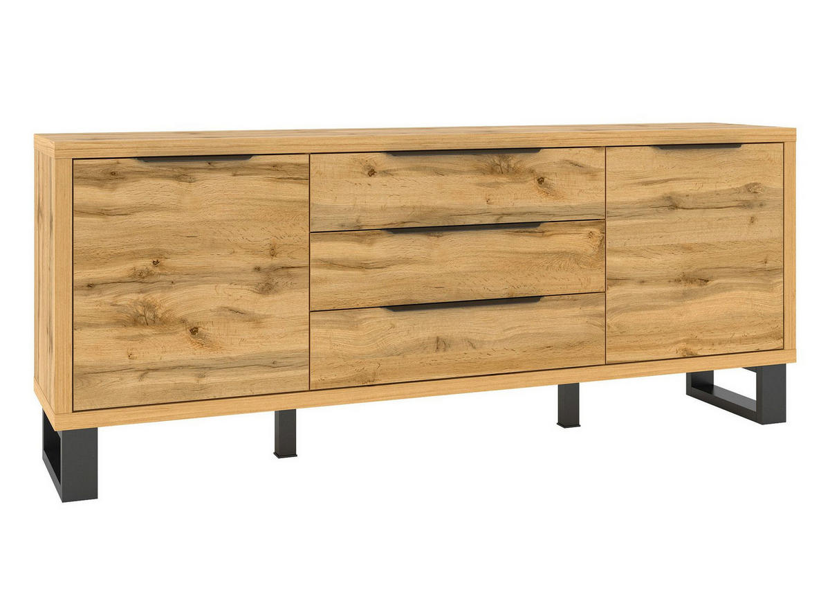 KOMMODE Halle Wotan Eiche 200 / 45 / 80 cm - Eiche Wotan/Braun, Holz/Holzwerkstoff (200/80/45cm) - Feldmann-Wohnen