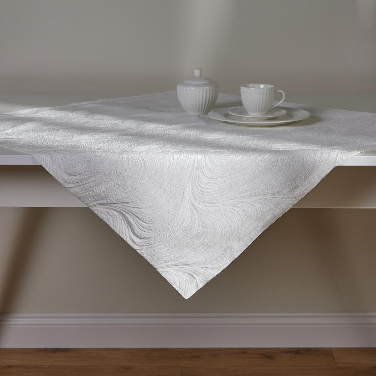 TISCHDECKE Floah - Weiß, Textil (80/80/1cm) - home&you