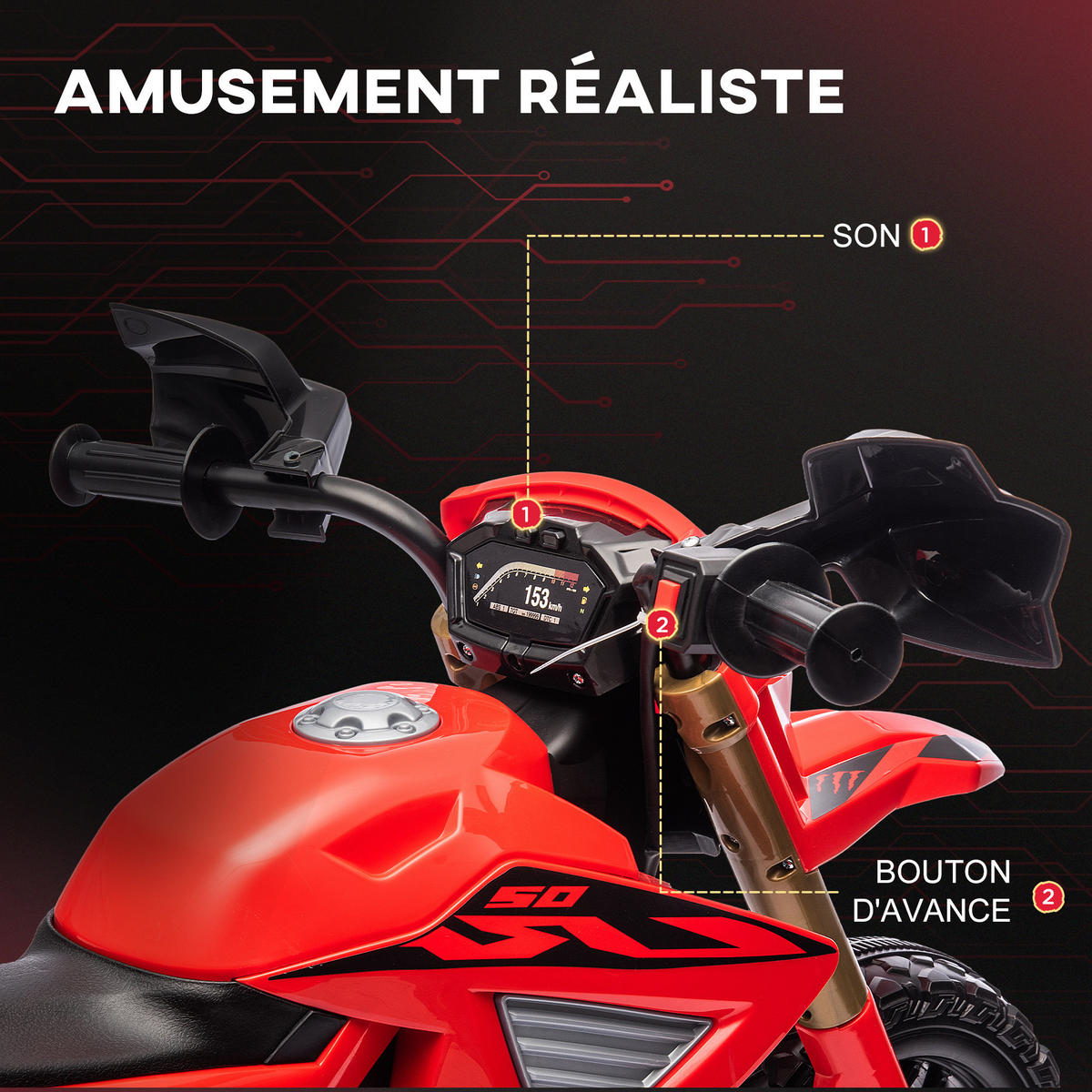 ELEKTRO-MOTORRAD DE-13052 Stützräder Rot - Rot, Kunststoff (105/57/62cm) - ComfortXL