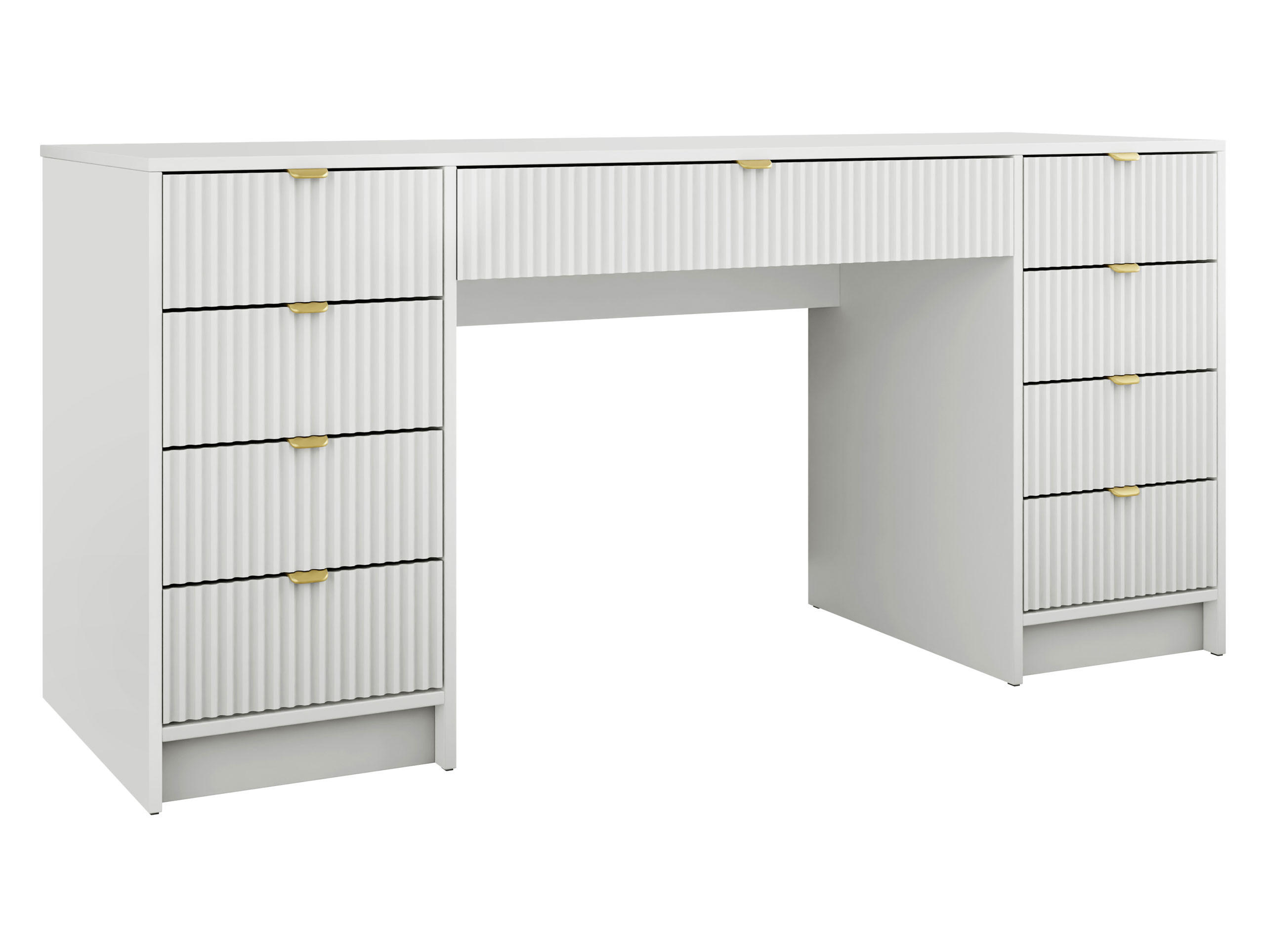 SCHREIBTISCH Tireno Bis - Goldfarben/Weiß, Holzwerkstoff/Metall (55/154/76cm) - MIRJAN24