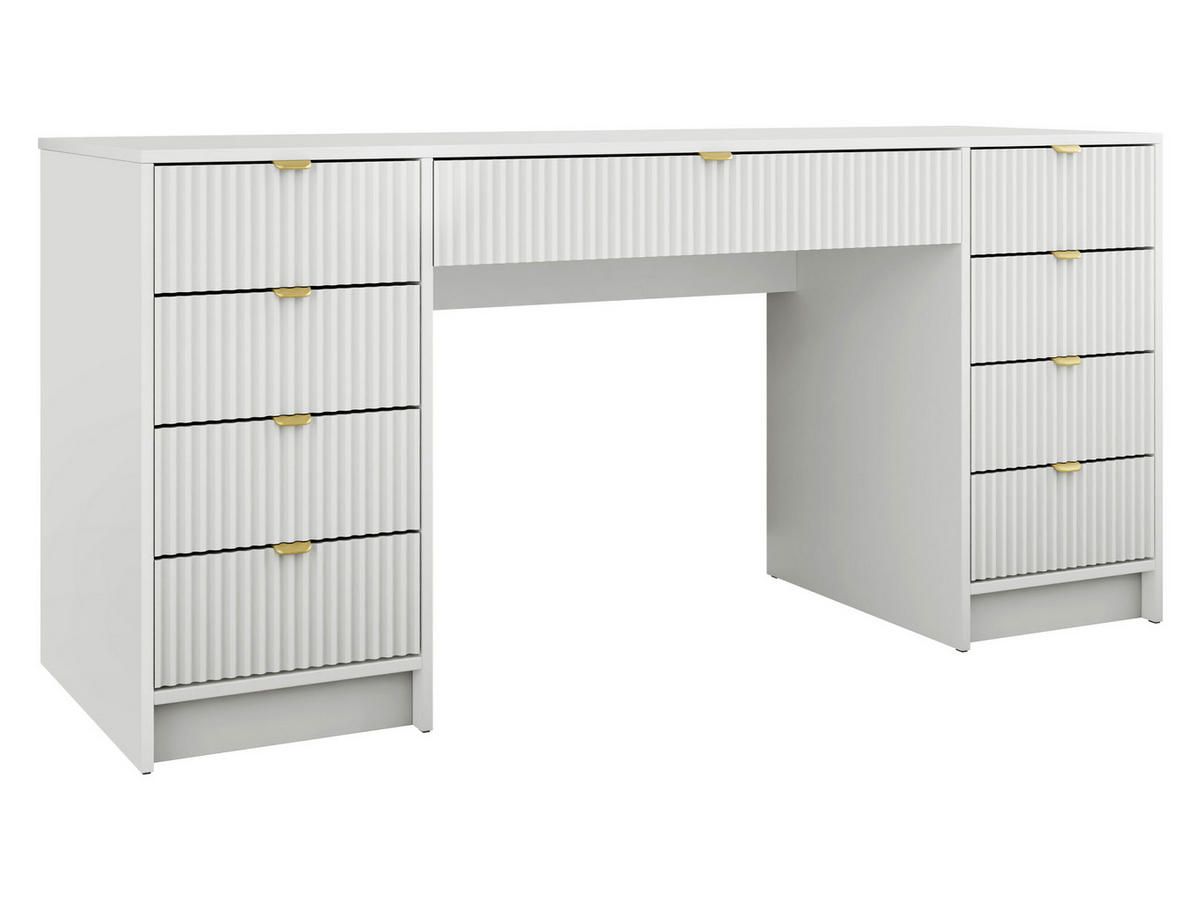 SCHREIBTISCH Tireno Bis - Goldfarben/Weiß, Holzwerkstoff/Metall (55/154/76cm) - MIRJAN24