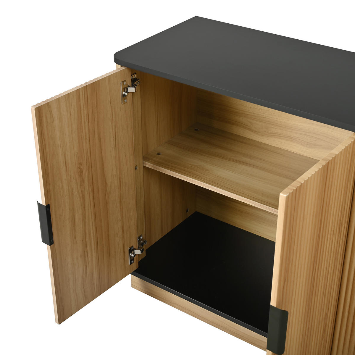 SIDEBOARD in Holzoptik mit Riffel-Design, mit 4 Türen und stummen Scharnieren - Naturfarben, Holzwerkstoff (139/75/40cm) - Urban Meuble