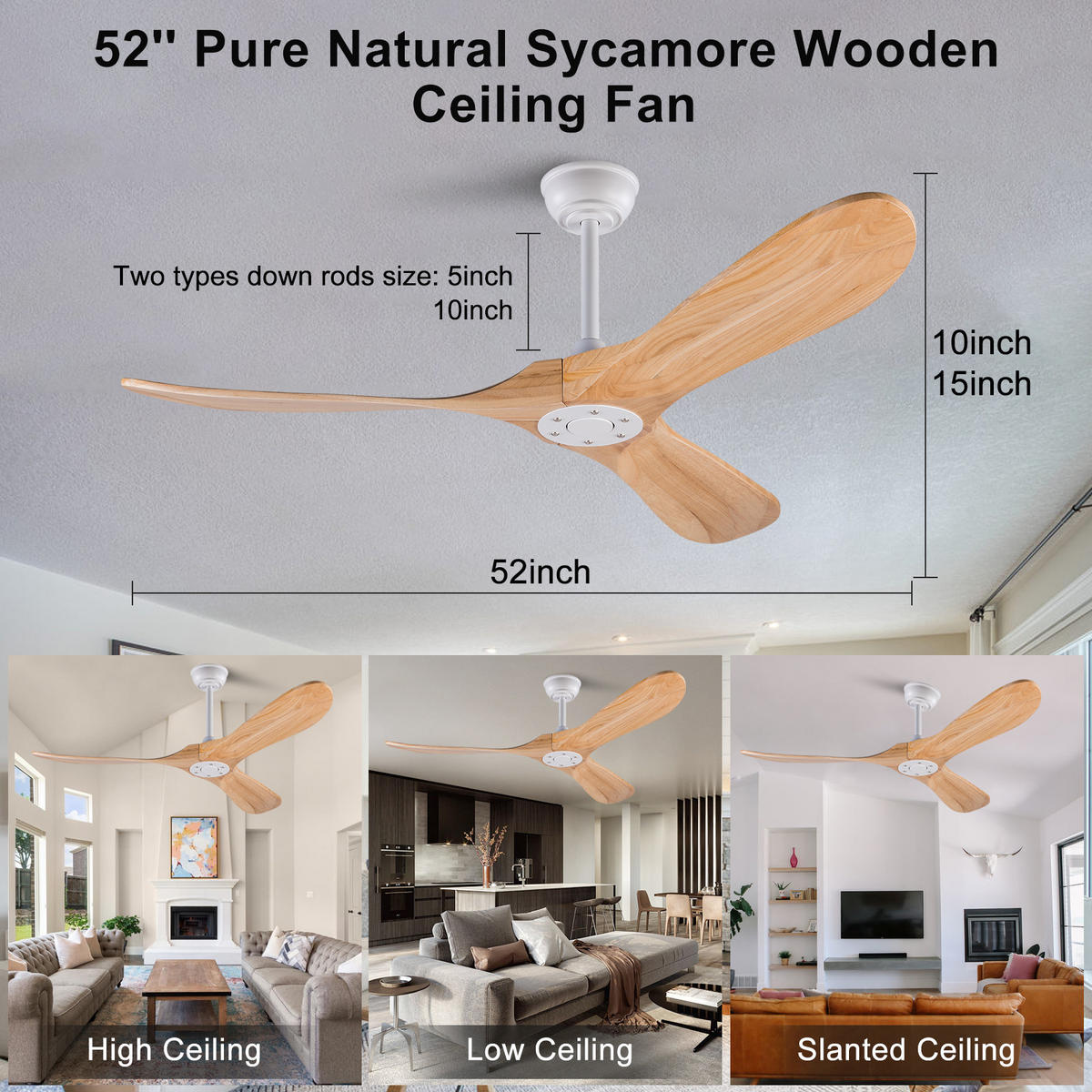 DECKENVENTILATOR 52Zoll Holzflügel Propeller Design Speicherfunktion - Weiß, Kunststoff (132/132/32cm) - CASIVA