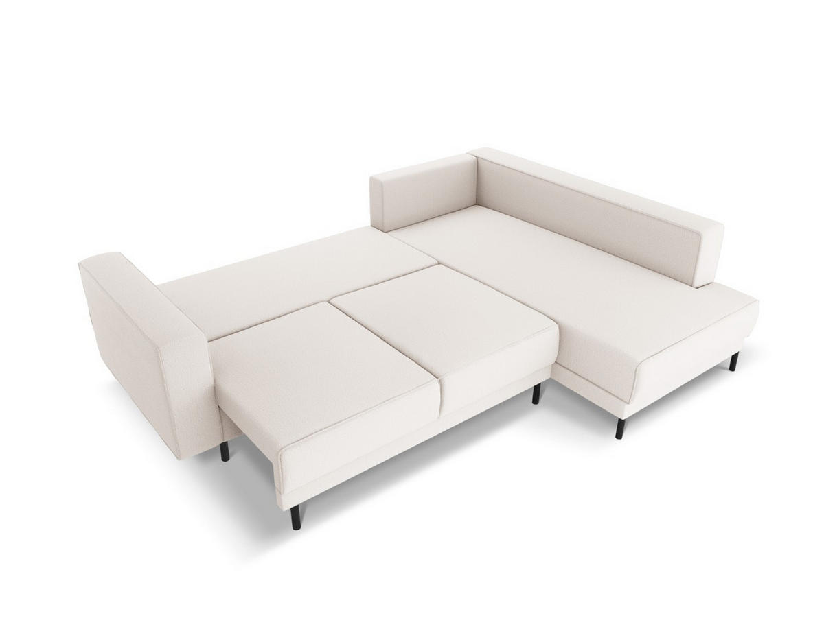 AUSKLAPPBARES-ECKSOFA rechts Caro aus strukturiertem Stoff leichtes beige 5 Sitzplätze - Beige, Textil (187/247cm) - Micadoni
