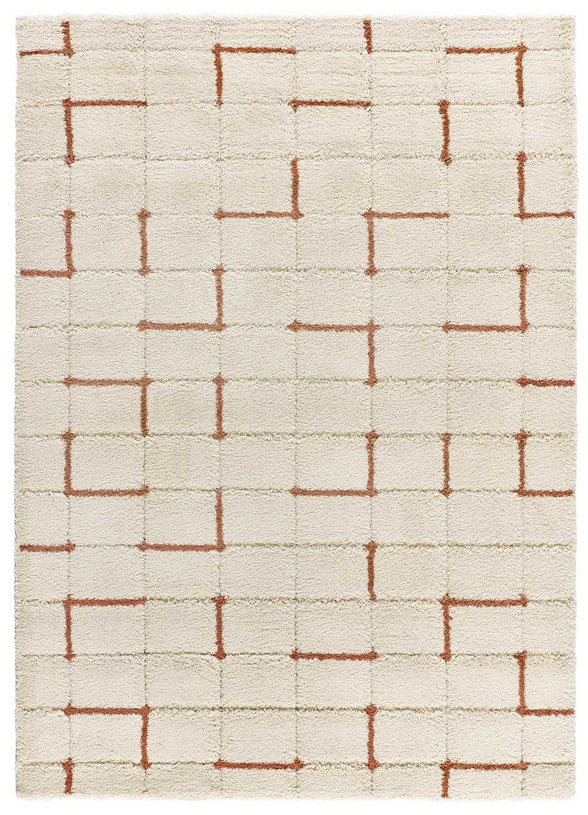 HOCHFLORTEPPICH Weiß Brenda 200/290 cm - Beige/Terra cotta, Naturmaterialien/Textil (200/290cm) - Atticgo
