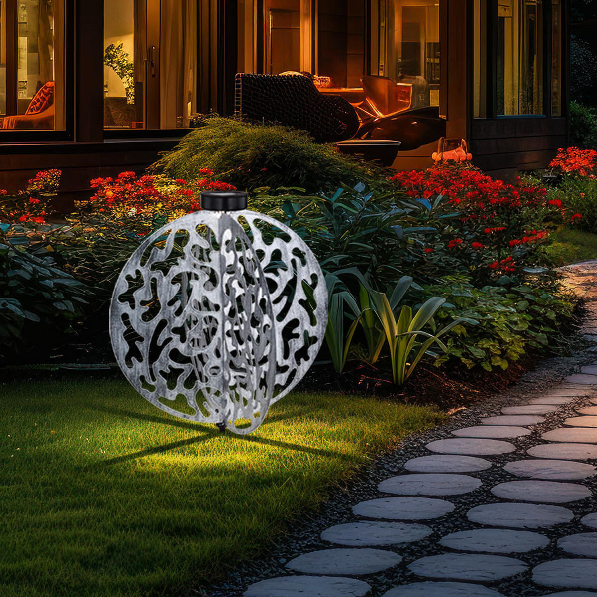 LED AUSSENLEUCHTE Metall Silber - Silberfarben, Metall (40/40/51cm) - Globo Lighting
