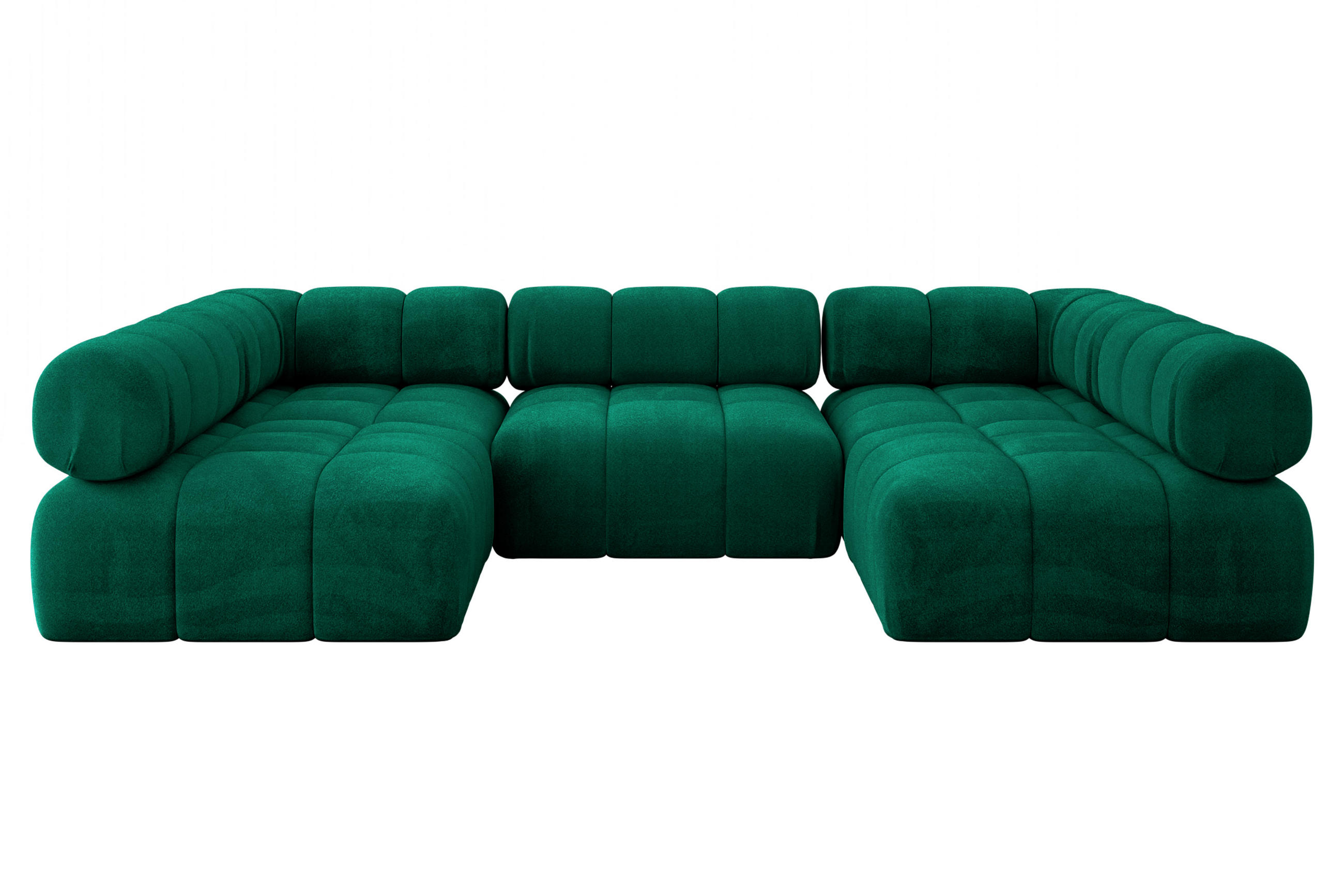 WOHNLANDSCHAFT modulares Sofa Garvo-U1 - 285x190x70 cm Dunkelgrün Velours - Dunkelgrün, Holzwerkstoff/Textil (285/70/190cm) - ALTDECOR