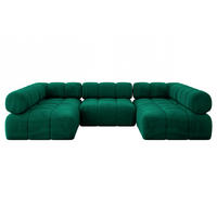 WOHNLANDSCHAFT modulares Sofa Garvo-U1 - 285x190x70 cm Dunkelgrün Velours - Dunkelgrün, Holzwerkstoff/Textil (285/70/190cm) - ALTDECOR