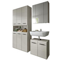 BADMÖBEL-SET Kaschmir 3-teilig 165 cm, Komplettset mit XXL Badschrank - Kaschmir/Schwarz, Glas/Holzwerkstoff (165/185/30cm) - Inn.Furn