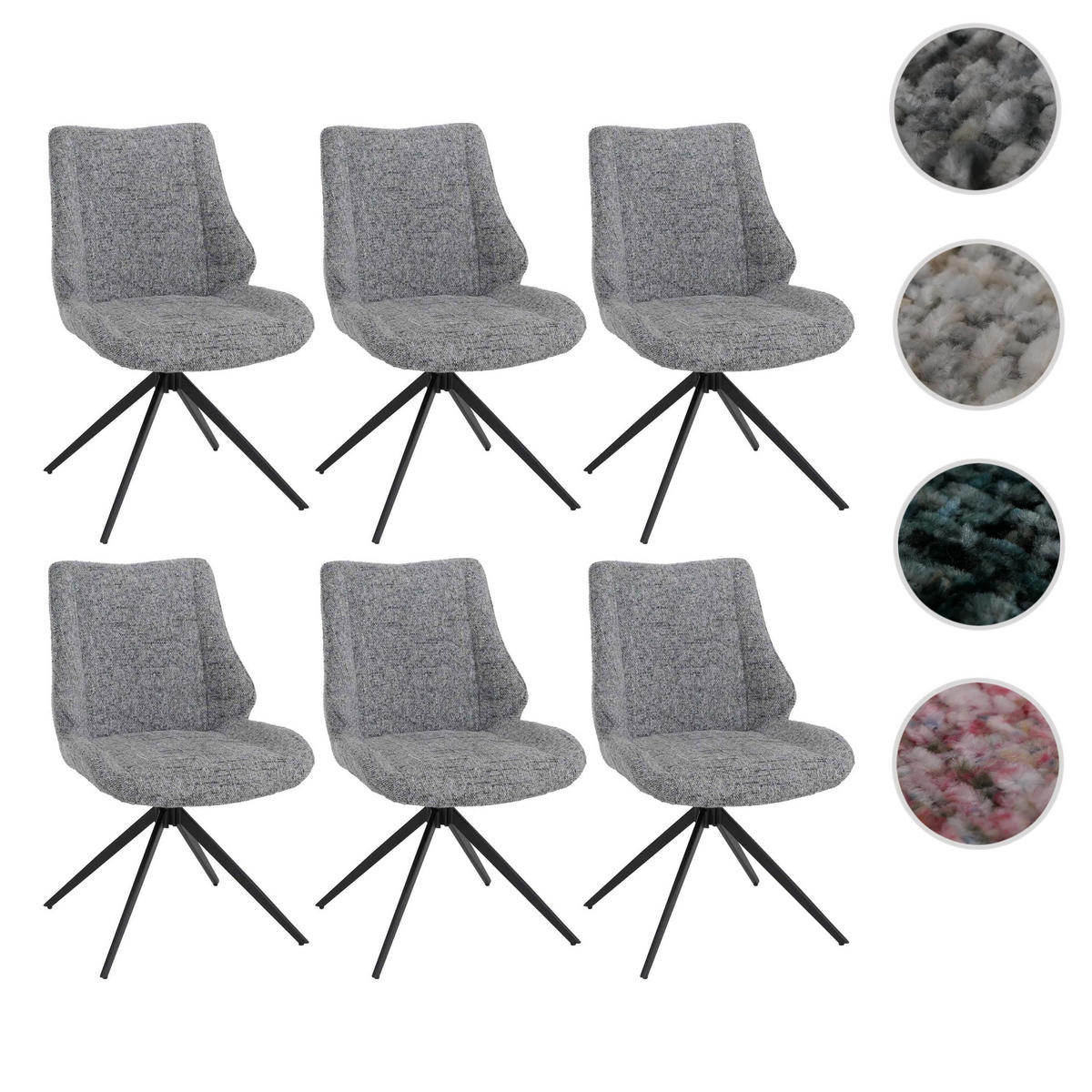 ESSZIMMERSTUHL Schwarz, Grau 6er-Set - Hellgrau/Schwarz, Textil (55/88/63cm) - MCW