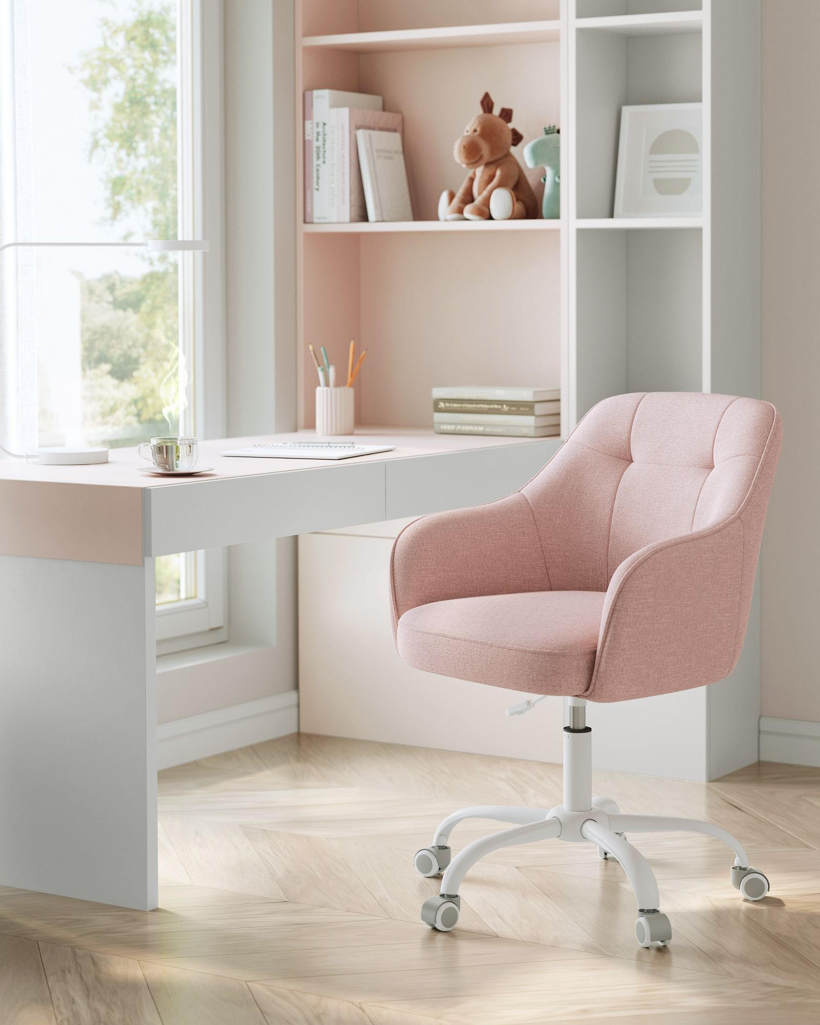 BÜROSTUHL HOBART - Rosa, Holzwerkstoff (65/93/69cm) - Hansiro