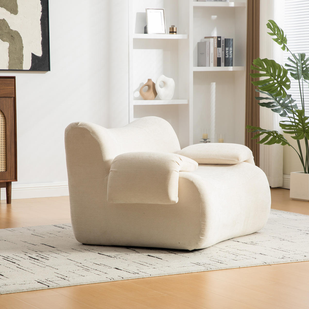 SESSEL DE-35120 mit Chenille-Bezug Beige - Beige, Textil (92.5/73.5/120cm) - ComfortXL