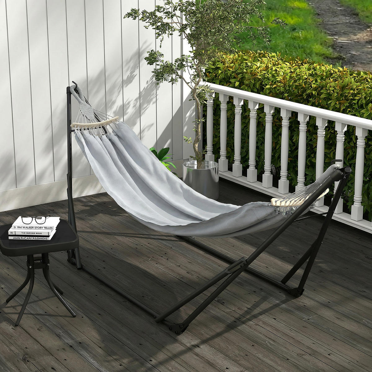 HÄNGEMATTE DE-13684 2-in-1 klappbar mit Tragetasche Grau - Grau, Metall (89/100/268cm) - ComfortXL