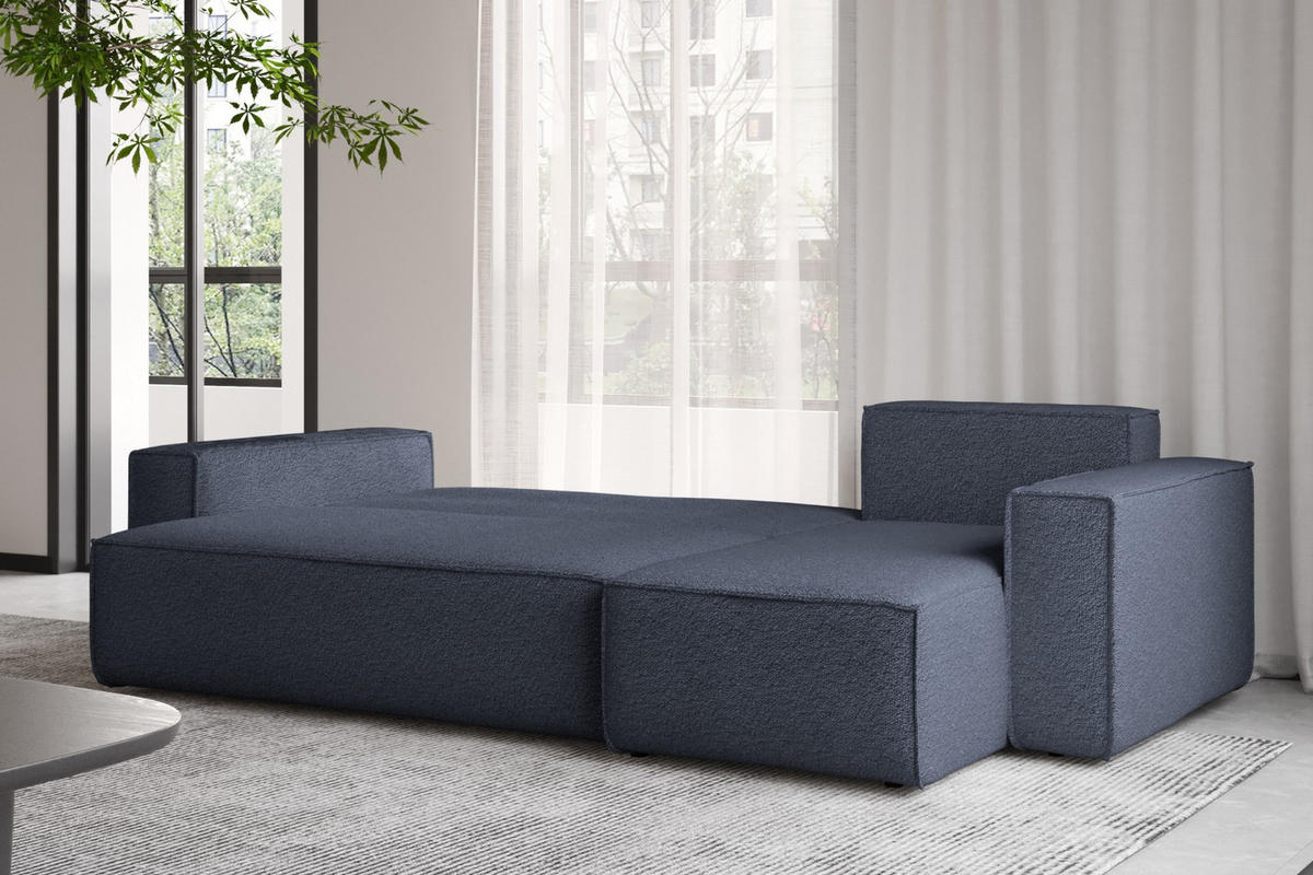 ECKSOFA Mit Schlaffunktion Und Bettkasten L-Form BEST Stoff Abriamo Dunkelblau Rechts - Dunkelblau, Holz/Textil (244/142cm) - Kaiser Möbel