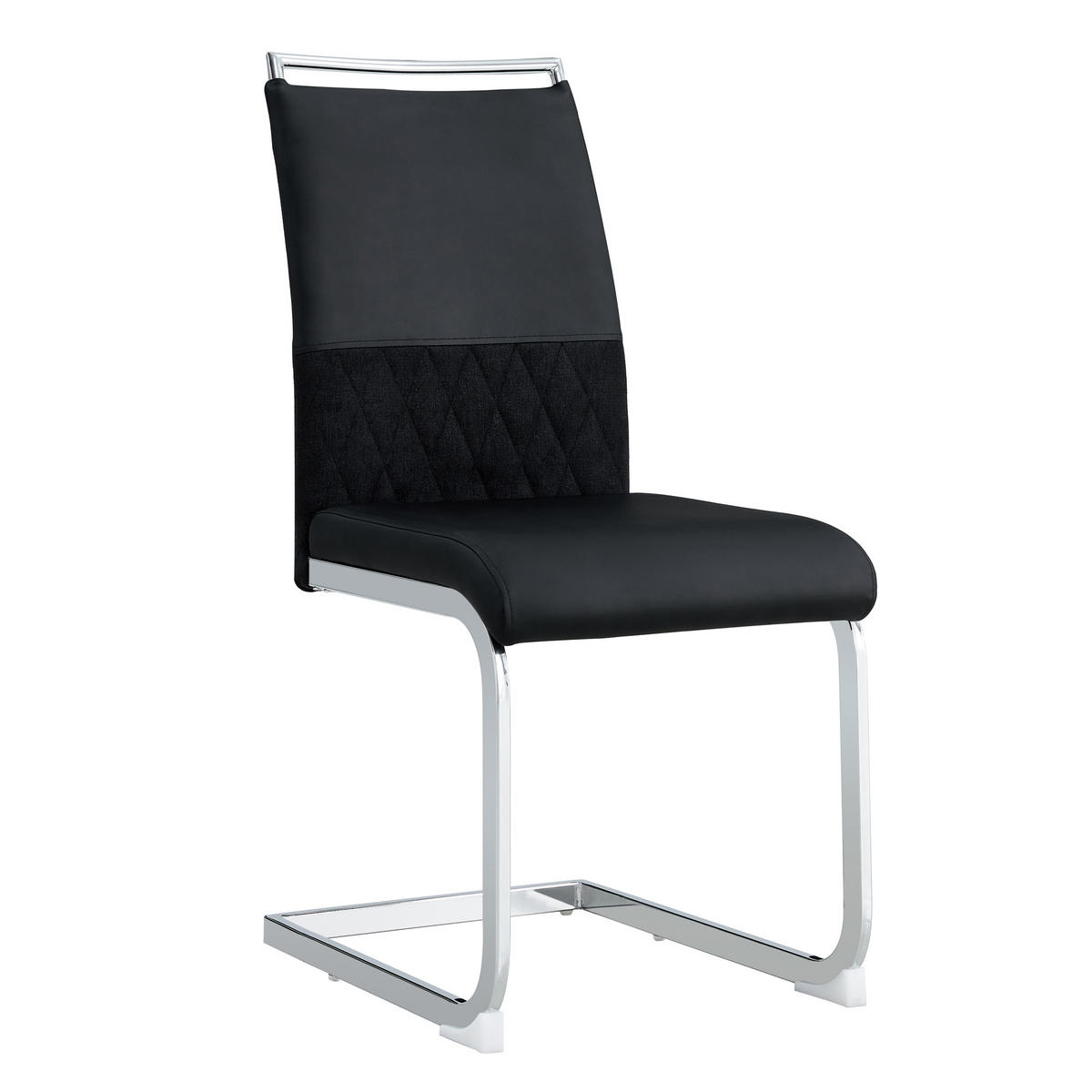 AKZENTSTUHL 2er Set mit Kunstleder- und Leinenbezug, komfortabler pflegeleichter stabiler Ess- und Küchenstuhl, schwarz - Schwarz, Kunststoff (48/95/42cm) - Luhomfu