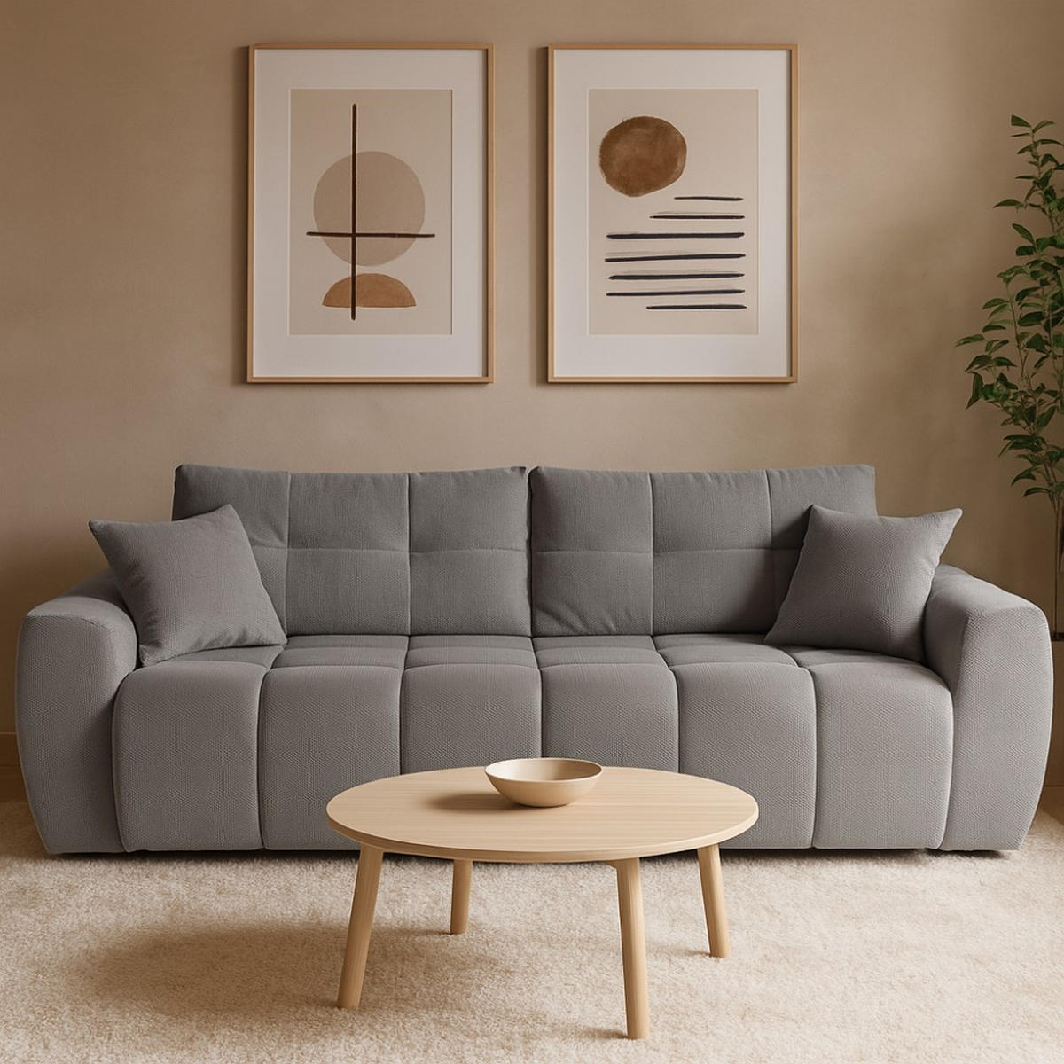 SCHLAFSOFA 3-Sitzer Favi mit Schlaffunktion, Grau - Grau, Textil (263/93/105cm) - Beautysofa