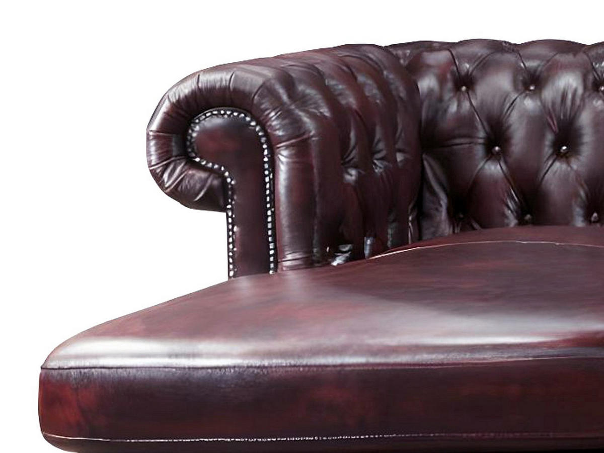 SOFA - 5 Personen - leder - bordeaux Brenton - Bordeaux, Leder/Holz (274/82/166cm) - Vente-Unique