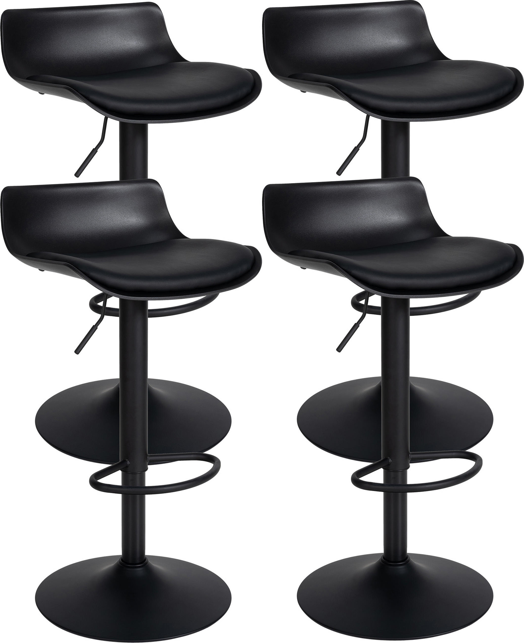 BARHOCKER 4er Set Averna Kunstleder schwarz - Schwarz, Kunststoff/Metall (43/94/44cm) - TPFLiving