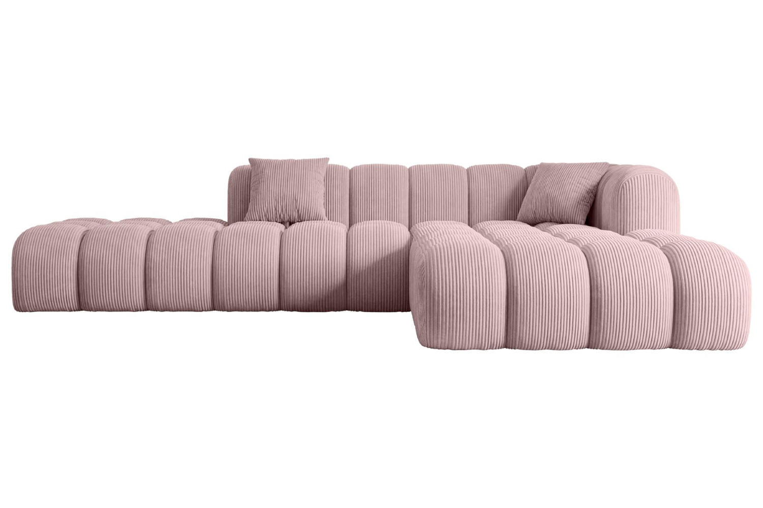 ECKSOFA Ottomane Rechts OLEA-L2 - 289x176x71 cm Rosa Cord - Schwarz/Rosa, Holzwerkstoff/Kunststoff (289/176cm) - ALTDECOR
