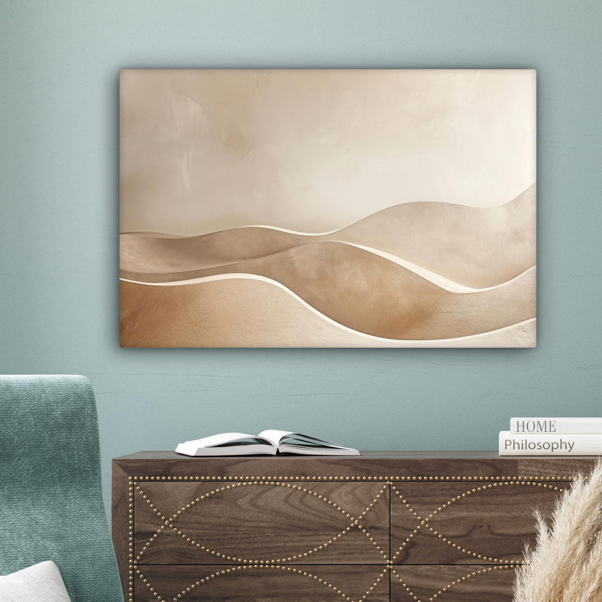 LEINWANDBILD Beige - Natur - Abstrakt - Modern Gemälde 60x40 cm - Beige, Textil (60/40cm) - MuchoWow