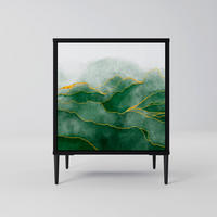 SIDEBOARD EXPENSIVE NATURE, Schwarz, 57,5x42x72,5 cm, Schwarze Metallfüße - Multicolor/Schwarz, Holzwerkstoff/Metall (57.5/72.5/42cm) - SpaceRebels