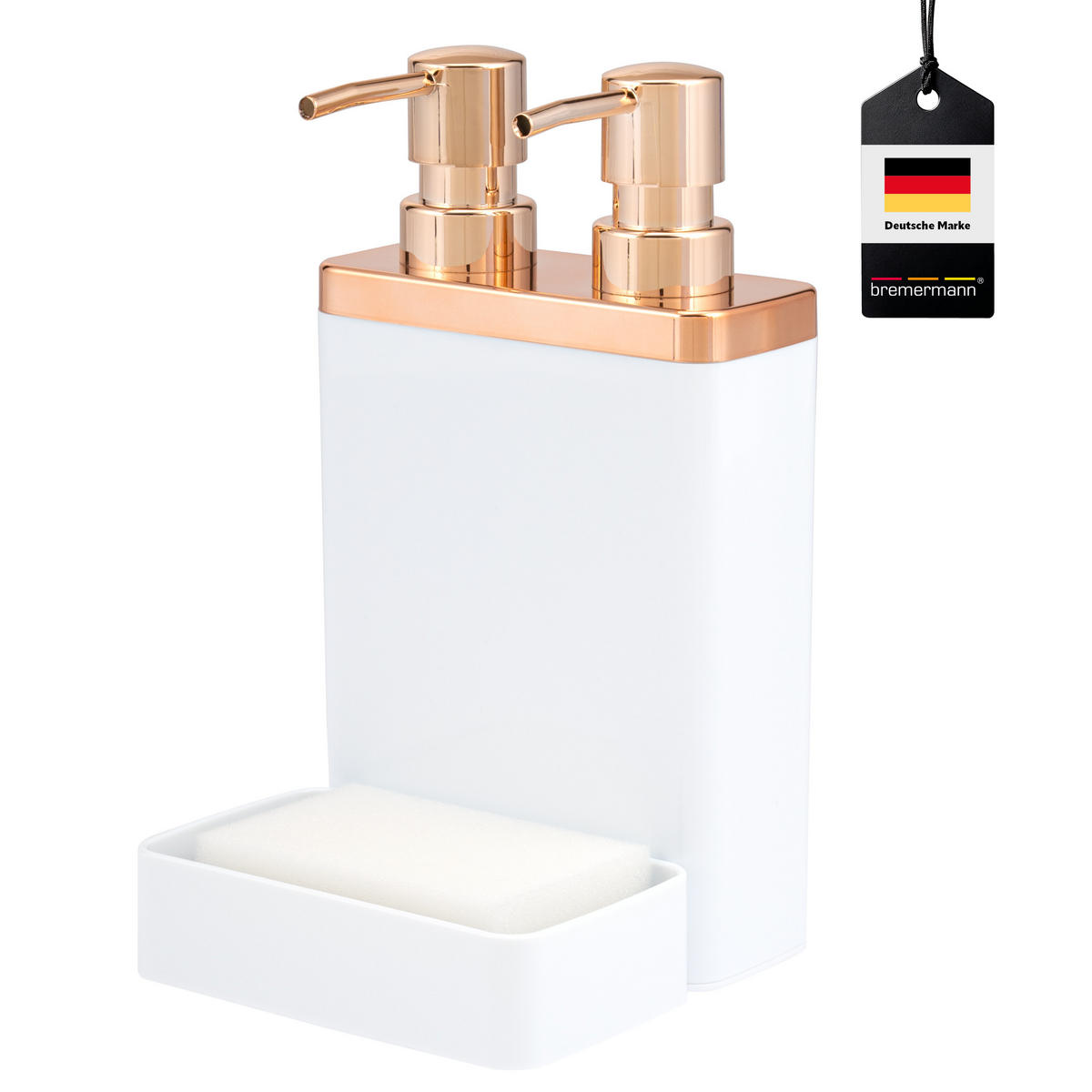 SEIFENSPENDER, weiß - Weiß, Kunststoff (12/21.5/12.5cm) - bremermann